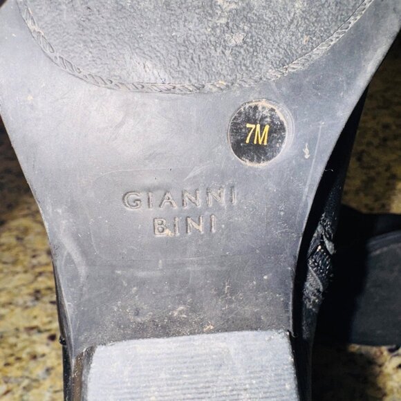 Gianni Bini Black Leather Cowgirl Western Ankle Boots Womens Size 7 Boho Braided - Picture 8 of 12